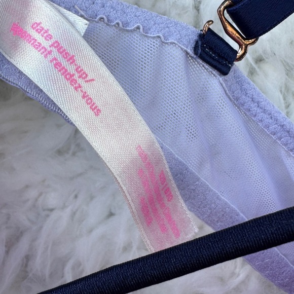 PINK Victoria's Secret‎ Date Push Up Floral Lace Purple Bra 32B Underwire Fairy - Picture 4 of 6